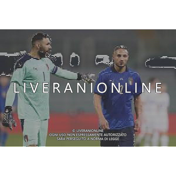 Firenze 11/11/2020 Italia - Estonia partita amichevole nella foto: Sirigu Salvatore (Italia) D\'Ambrosio Danilo(Italia) ©Claudio Zamagni/Agenzia Aldo Liverani Sirigu Salvatore (Italia) D\'Ambrosio Danilo(Italia) during friendly soccer match between ITALY and ESTONIA at Artemio Franchi Stadium in Florence on 11 November 2020. photo credit by Claudio Zamagni/Aldo Liverani Photo Agency