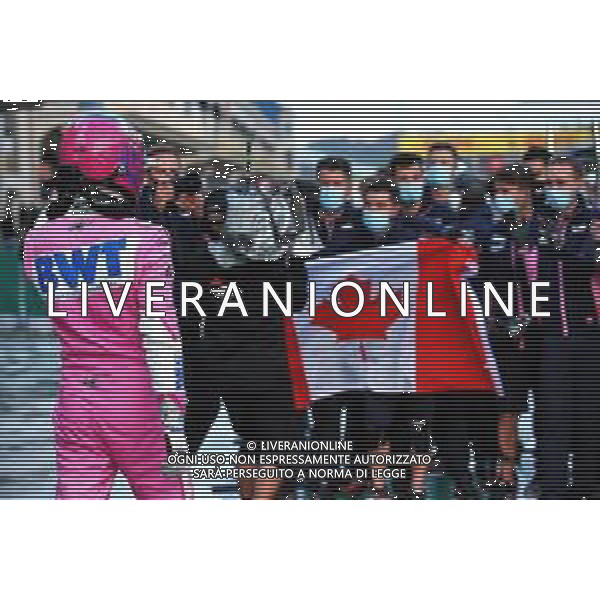 Lance Stroll (CDN) Racing Point F1 Team celebrates his pole position in qualifying parc ferme. 14.11.2020. Formula 1 World Championship, Rd 14, Turkish Grand Prix, Istanbul, Turkey, Qualifying Day. - www.xpbimages.com, EMail: requests@xpbimages.com © Copyright: Batchelor / XPB Images/AGENZIA ALDO LIVERANI SAS - ITALY ONLY EDITORIAL USE ONLY