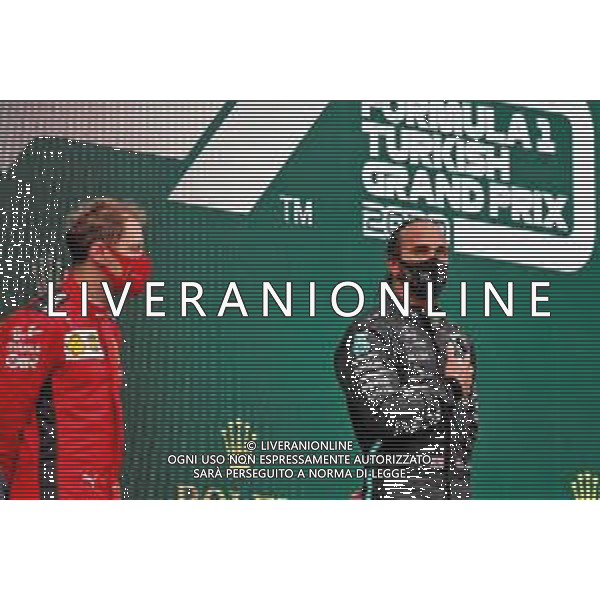 Race winner and World Champion Lewis Hamilton (GBR) Mercedes AMG F1 celebrates on the podium. 15.11.2020. Formula 1 World Championship, Rd 14, Turkish Grand Prix, Istanbul, Turkey, Race Day. - www.xpbimages.com, EMail: requests@xpbimages.com © Copyright: Staley / XPB Images / AGENZIA ALDO LIVERANI SAS - ITALY ONLY EDITORIAL USE ONLY