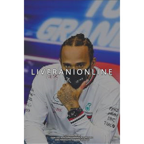 Race winner and World Champion Lewis Hamilton (GBR) Mercedes AMG F1 in the post race FIA Press Conference. 15.11.2020. Formula 1 World Championship, Rd 14, Turkish Grand Prix, Istanbul, Turkey, Race Day. - www.xpbimages.com, EMail: requests@xpbimages.com © Copyright: FIA Pool Image for Editorial Use Only / AGENZIA ALDO LIVERANI SAS - ITALY ONLY EDITORIAL USE ONLY