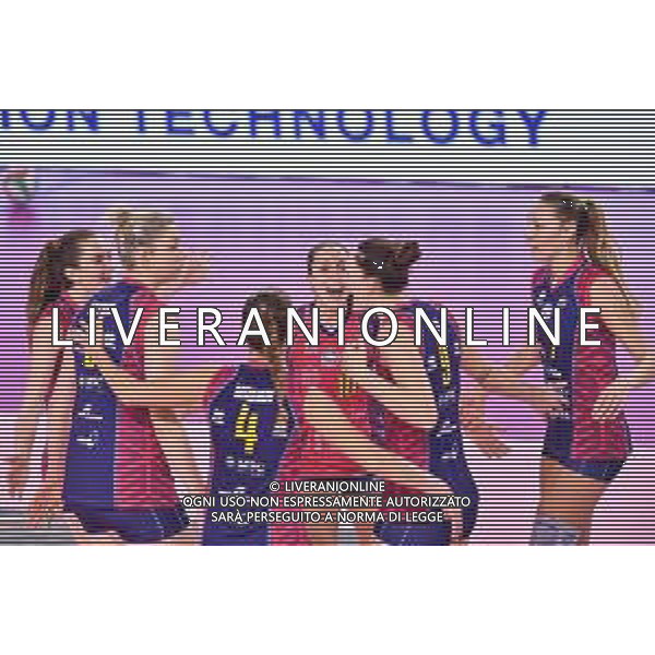 Savino Del Bene Scandicci vs Banca Valsabbina Millennium Brescia - Volleyball Italian Serie A1 Women match 2020/2021, 15 November 2020 scandicci, Italy Photo showing: Happiness of Savino Del Bene Scandicci players @LM/Lisa Guglielmi/ AGENZIA ALDO LIVERANI SAS