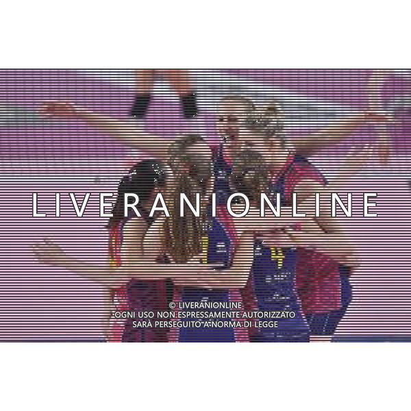 Savino Del Bene Scandicci vs Banca Valsabbina Millennium Brescia - Volleyball Italian Serie A1 Women match 2020/2021, 15 November 2020 scandicci, Italy Photo showing: Happiness of Savino Del Bene Scandicci players @LM/Lisa Guglielmi AG ALDO LIVERANI SAS