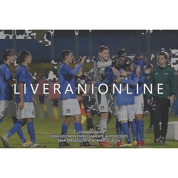 UEFA - Qualificazioni Europee Under 21 del gruppo 1 ITALIA Under21 - SVEZIA Under21 18/11/2020 - nella foto: Esultanza italia dopo il goal di Raspadori Giacomo (Italia) ©Claudio Zamagni/Agenzia Aldo Liverani during UEFA European Qualifiers group 1 match between Italy under 21 and Sweden under 21at Garibaldi Stadium on November 18 2020 photo credit by Claudio Zamagni/Aldo Liverani Photo Agency/AGENZIA ALDO LIVERANI SAS