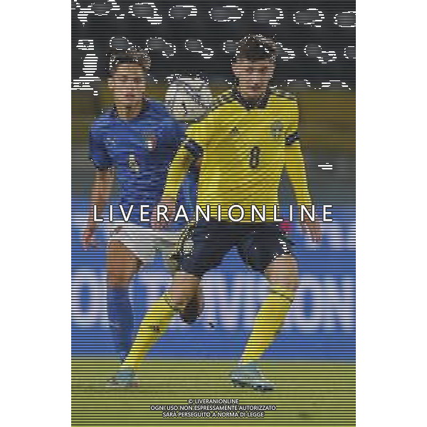 UEFA - Qualificazioni Europee Under 21 del gruppo 1 ITALIA Under21 - SVEZIA Under21 18/11/2020 - nella foto: Armin Gigovic (Sweden)Samuele Ricci (Italia) ©Claudio Zamagni/Agenzia Aldo Liverani Armin Gigovic (Sweden)Samuele Ricci (Italia) during UEFA European Qualifiers group 1 match between Italy under 21 and Sweden under 21at Garibaldi Stadium on November 18 2020 photo credit by Claudio Zamagni/Aldo Liverani Photo Agency/AG. ALDO LIVERANI SAS