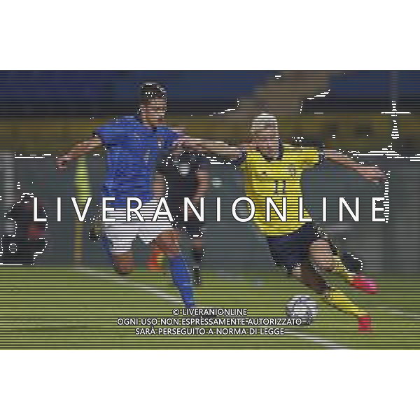 UEFA - Qualificazioni Europee Under 21 del gruppo 1 ITALIA Under21 - SVEZIA Under21 18/11/2020 - nella foto: Pontus Almqvist (Sweden) Samuele Ricci (Italia) ©Claudio Zamagni/Agenzia Aldo Liverani Pontus Almqvist (Sweden) Samuele Ricci (Italia) during UEFA European Qualifiers group 1 match between Italy under 21 and Sweden under 21at Garibaldi Stadium on November 18 2020 photo credit by Claudio Zamagni/Aldo Liverani Photo Agency/AG. ALDO LIVERANI SAS