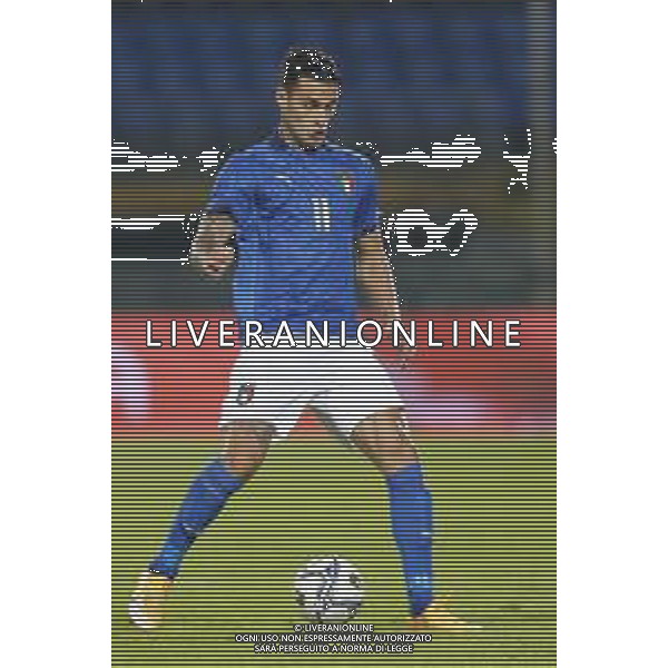 UEFA - Qualificazioni Europee Under 21 del gruppo 1 ITALIA Under21 - SVEZIA Under21 18/11/2020 - nella foto: Scamacca Gianluca (Italia) ©Claudio Zamagni/Agenzia Aldo Liverani Scamacca Gianluca (Italia)during UEFA European Qualifiers group 1 match between Italy under 21 and Sweden under 21at Garibaldi Stadium on November 18 2020 photo credit by Claudio Zamagni/Aldo Liverani Photo Agency/AG. ALDO LIVERANI SAS