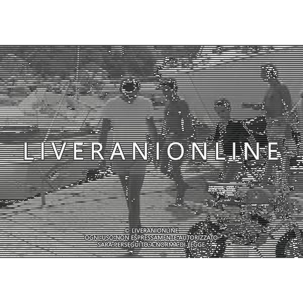 RETROSPETTIVA UMBERTO AGNELLI INDUSTRIALE NELLA FOTO UMBERTO AGNELLI A PORTO ROTONDO NELL\'ANNO 1973 CON IL FIGLIO GIOVANNI ALBERTO AGNELLI AG ALDO LIVERANI SAS