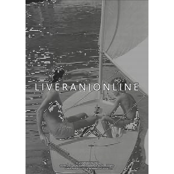 RETROSPETTIVA UMBERTO AGNELLI INDUSTRIALE NELLA FOTO UMBERTO AGNELLI A PORTO ROTONDO NELL\'ANNO 1973 CON IL FIGLIO GIOVANNI ALBERTO AGNELLI AG ALDO LIVERANI SAS