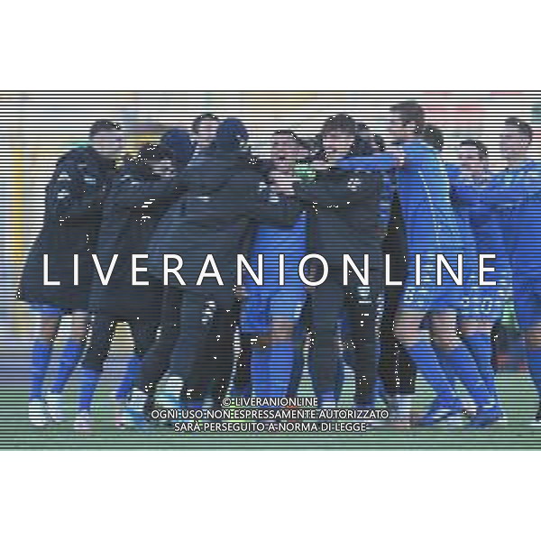 Cittadella vs Empoli - Campionato di Calcio Serie BKT 2020/2021, 21 novembre 2020 Cittadella (PD), Italia Nella foto: Esultanza Marco Olivieri (Empoli) con i compagni per il gol @LM/Ettore Griffoni/AGENZIA ALDO LIVERANI SAS