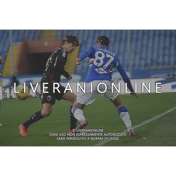 Sampdoria vs Bologna - Italian football Serie A match 2020/2021, 22 November 2020 Luigi Ferraris stadium, Genova, Italy Photo showing: Aaron Hickey (Bologna), ANTONIO CANDREVA (Sampdoria) @LM/Danilo Vigo/AGENZIA ALDO LIVERANI SAS