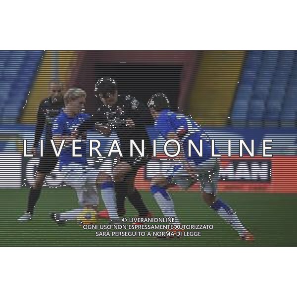 Sampdoria vs Bologna - Italian football Serie A match 2020/2021, 22 November 2020 Luigi Ferraris stadium, Genova, Italy Photo showing: MORTEN THORSBY (Sampdoria), Aaron Hickey (Bologna), BARTOSZ BERESZYNSKI (Sampdoria) @LM/Danilo Vigo/AGENZIA ALDO LIVERANI SAS