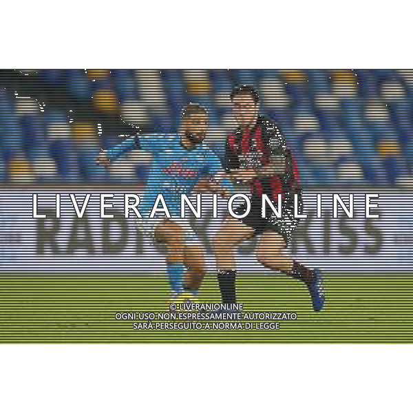 NAPOLI - MILAN CAMPIONATO CALCIO SERIE A TIM 22.11.2020 NELLA FOTO LORENZO INSIGNE, DAVIDE CALABRIA ©MOSCA/AGENZIA ALDO LIVERANI SAS
