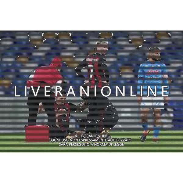 NAPOLI - MILAN CAMPIONATO CALCIO SERIE A TIM 22.11.2020 NELLA FOTO ZLATAN IBRAHIMOVC A TERRA INFORTUNATO ©MOSCA/AGENZIA ALDO LIVERANI SAS
