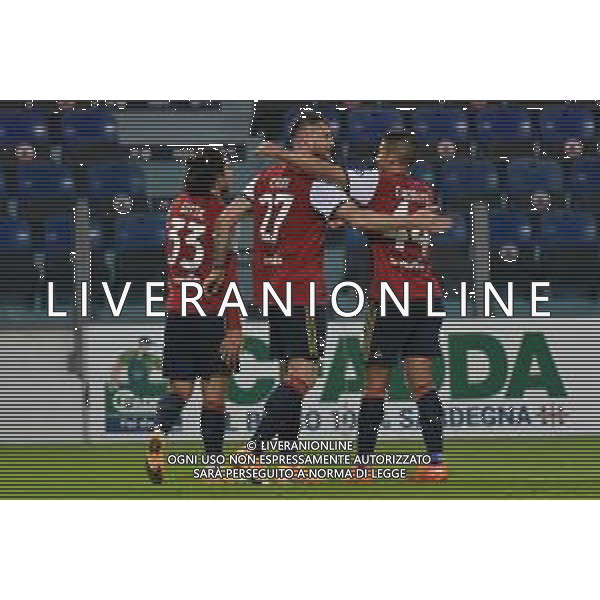 25-11-2020. CAGLIARI CALCIO-HELLAS VERONA. 4° tURNO COPPA ITALIA 2020/2021. ITALIA, SARDEGNA, CAGLIARI, STADIO SARDEGNA ARENA. SALVATORE MOI/ALDO LIVERANI SAS NELLA FOTO: ESULTANZA DOPO IL GOL DI ALBERTO CERRI , CONTRO VERONA 1-0 IN CASA./AGENZIA ALDO LIVERANI SAS