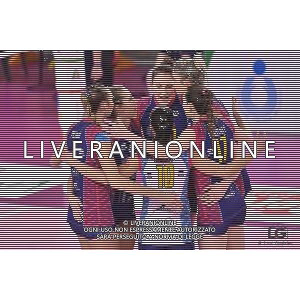 Savino Del Bene Scandicci vs Bosca S. Bernardo Cuneo - Volleyball Italian Serie A1 Women match 2020/2021, 25 November 2020 Palazzetto dello Sport, scandicci (fi), Italy Photo showing: Happiness of Savino Del Bene Scandicci players @LM/Lisa Guglielmi/AGENZIA ALDO LIVERANI SAS