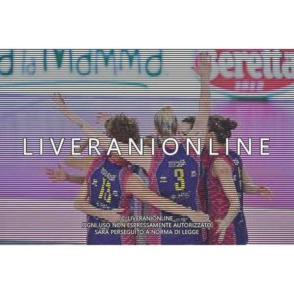 Savino Del Bene Scandicci vs Bosca S. Bernardo Cuneo - Volleyball Italian Serie A1 Women match 2020/2021, 25 November 2020 Palazzetto dello Sport, scandicci (fi), Italy Photo showing: Happiness of Savino Del Bene Scandicci players @LM/Lisa Guglielmi/AGENZIA ALDO LIVERANI SAS