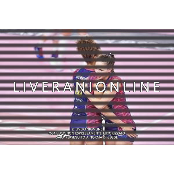 Savino Del Bene Scandicci vs Bosca S. Bernardo Cuneo - Volleyball Italian Serie A1 Women match 2020/2021, 25 November 2020 Palazzetto dello Sport, scandicci (fi), Italy Photo showing: Ofelia Malinov (Savino Del Bene Scandicci) e Kimberly Drewniok (Savino Del Bene Scandicci) @LM/Lisa Guglielmi/AGENZIA ALDO LIVERANI SAS