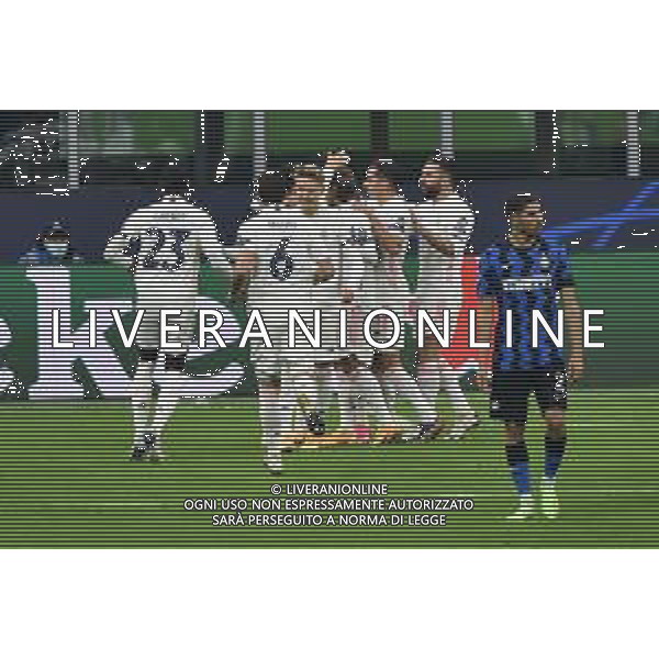 esultanza Real Madrid dopo il gol dell\'1 a 0 di Eden Hazard Inter vs Real Madrid UEFA Champions League fase a gironi 4a giornata - gruppo B Milano 25-11-2020 Stadio Giuseppe Meazza - San Siro foto Roberto Garavaglia/ag.Aldo Liverani sas /AGENZIA ALDO LIVERANI SAS
