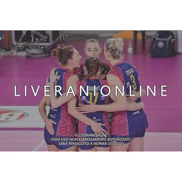 Savino Del Bene Scandicci vs Bosca S. Bernardo Cuneo - Volleyball Italian Serie A1 Women match 2020/2021, 25 November 2020 Palazzetto dello Sport, scandicci (fi), Italy Photo showing: Happiness of Savino Del Bene Scandicci players @LM/Lisa Guglielmi AG ALDO LIVERANI SAS