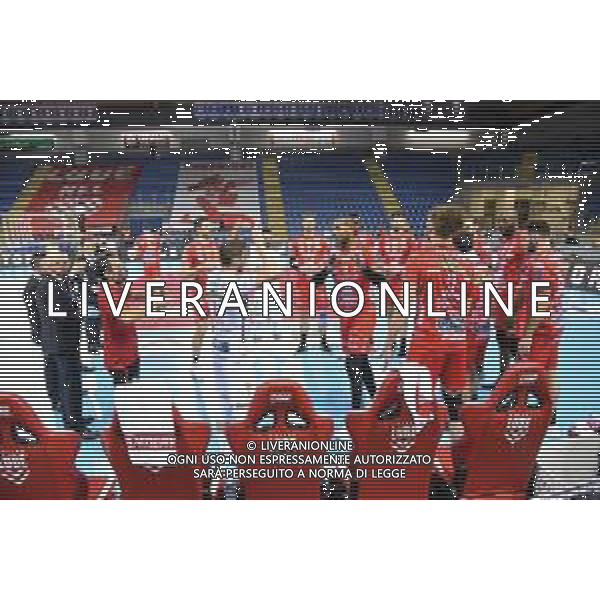 Cucine Lube Civitanova vs NBV Verona - Volleyball Italian Serie A Men Superleague Championship 2020/2021, 28 November 2020 Palasport Eurosuole Forum, civitanova marche, Italy Photo showing: Cucine Lube Civitanova @LM/Roberto Bartomeoli AG ALDO LIVERANI SAS
