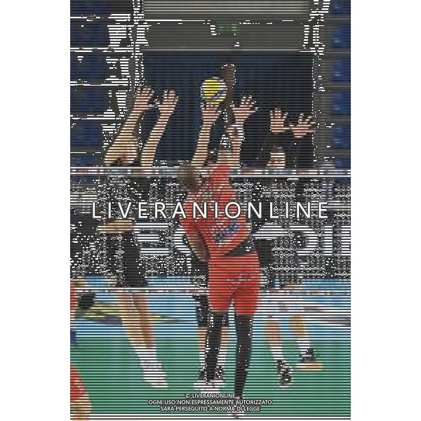 Cucine Lube Civitanova vs NBV Verona - Volleyball Italian Serie A Men Superleague Championship 2020/2021, 28 November 2020 Palasport Eurosuole Forum, civitanova marche, Italy Photo showing: Spike of Leal Yoandy (Cucine Lube Civitanova) @LM/Roberto Bartomeoli AG ALDO LIVERANI SAS