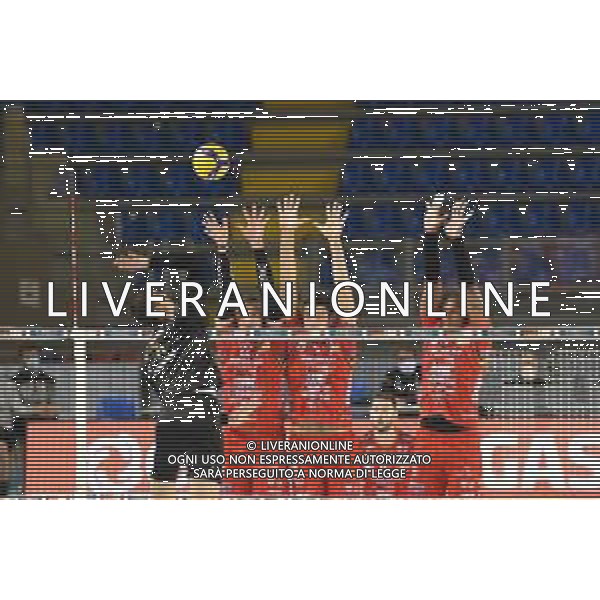 Cucine Lube Civitanova vs NBV Verona - Volleyball Italian Serie A Men Superleague Championship 2020/2021, 28 November 2020 Palasport Eurosuole Forum, civitanova marche, Italy Photo showing: Spike of Asparuhov Asparuh (Nbv Verona) @LM/Roberto Bartomeoli AG ALDO LIVERANI SAS