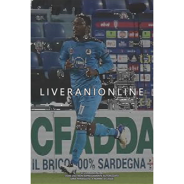 29-11-2020. CAGLIARI CALCIO-SPEZIA CALCIO. 9° GIORNATA SERIE A 2020/2021. ITALIA, SARDEGNA, CAGLIARI, STADIO SARDEGNA ARENA. SALVATORE MOI/ALDO LIVERANI SAS NELLA FOTO: GOL ED ESULTANZA DI AGOUME\' SPEZIA CONTRO CAGLIARI IN TRASFERTA 0-1./AGENZIA ALDO LIVERANI SAS