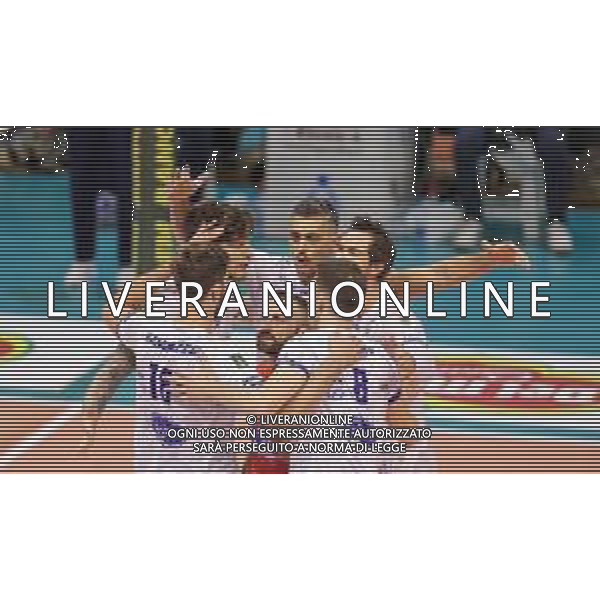 Top Volley Cisterna vs Allianz Milano - Volleyball Italian Serie A Men Superleague Championship 2020/2021, 29 November 2020 latina, Italy Photo showing: happiness Top Volley Cisterna @LM/Luigi Mariani AG ALDO LIVERANI SAS