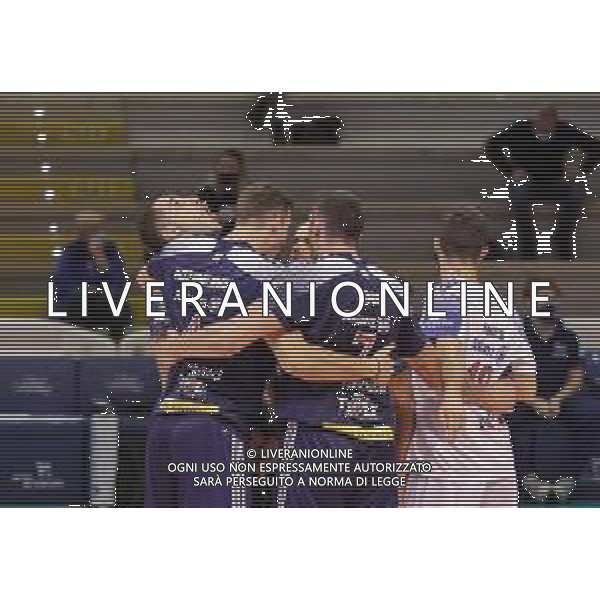 Top Volley Cisterna vs Allianz Milano - Volleyball Italian Serie A Men Superleague Championship 2020/2021, 29 November 2020 latina, Italy Photo showing: happiness Allianz Milano @LM/Luigi Mariani AG ALDO LIVERANI SAS