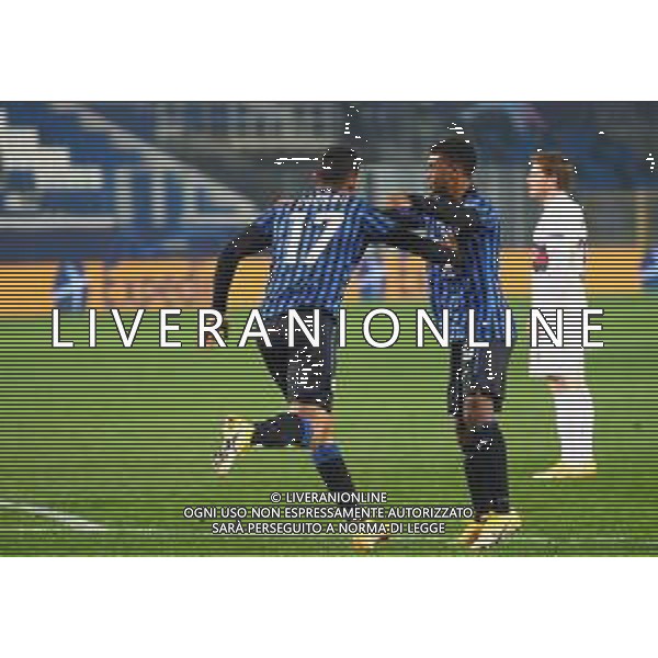 Atalanta-Midtjylland Uefa Champions League 2020/2021 5a giornata Bergamo, 1 dicembre 2020 Nella foto: Cristian Romero esulta dopo il gol dell\'1-1 con Amad Diallo Ph. Soli - Ag. Aldo Liverani/AGENZIA ALDO LIVERANI SAS