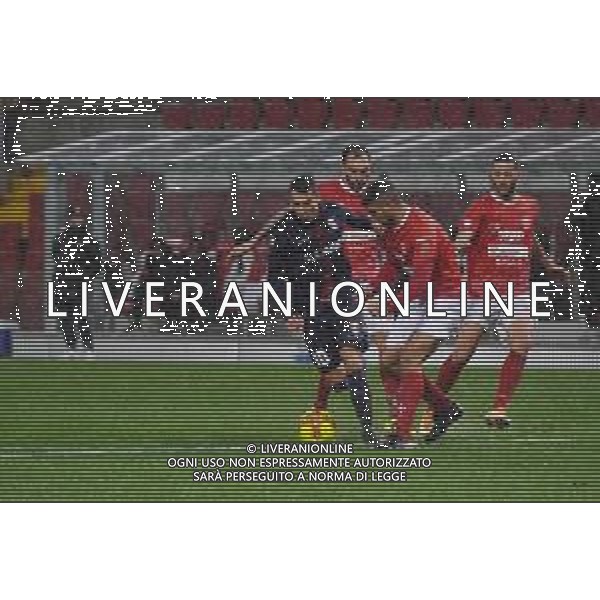 TRIESTINA - SAMBENDETTESE CAMPIONATO CALCIO SERIE LEGA PRO 06.12.2020 NELLA FOTO RUBEN BOTTA CON ANIBAL CAPELA, FRANCESCO LODI E REDA BOULTAM ©AGENZIA ALDO LIVERANI SAS