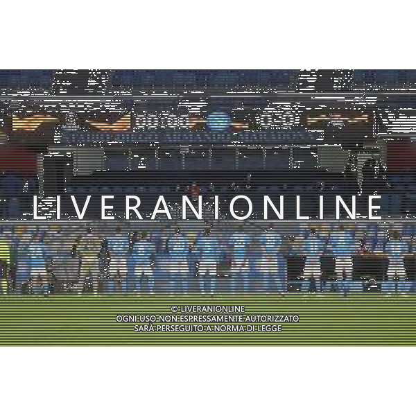 NAPOLI - REAL SOCIEDAD UEFA EUROPA LEAGUE 10.12.2020 NELLA FOTO VEDUTA INTERNO DELLO STADIO INTITOLATO A DIEGO ARMANDO MARADONA - I GIOCATORI SCHIERATI NEL PREPARTITA ©MOSCA/AGENZIA ALDO LIVERANI SAS
