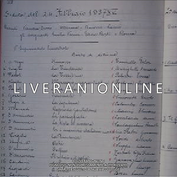 ALBERTO SORDI, attore, regista italiano - REPERTORIO Nella foto (La lista del corso di dizione del 24.02.1937 a Milano all\'Accademia dei Filodrammatici.) ©ARCHIVIO/AGENZIA ALDO LIVERANI SAS