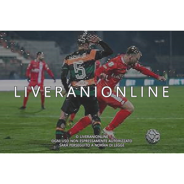 LiveMedia/Ettore Griffoni Venezia FC vs AC Monza - Italian Football Championship League BKT 2020/2021, 11 December 2020 Pier Luigi Penzo stadium, Venice, Italy Photo showing: Carlos Augusto (Monza) in action hampered by Antonio Junior Vacca (Venezia) @LM/Ettore Griffoni AG ALDO LIVERANI SAS