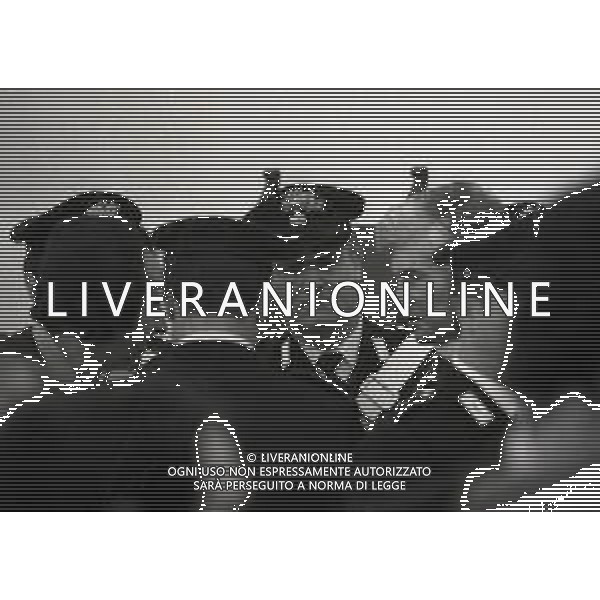 1975 CATANZARO PROCESSO AI PRESUNTI TERRORISTI GIOVANNI VENTURA E FRANCO FREDA NELLA FOTO GIOVANNI VENTURA E FRANCO FREDA DURANTE IL PROCESSO A CATANZARO NELL\'ANNO 1975 AG ALDO LIVERANI SAS