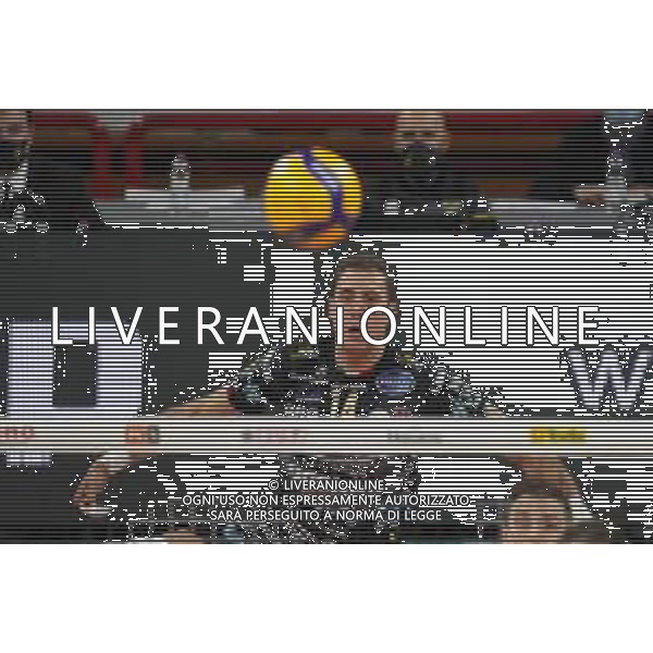 LiveMedia/Loris Cerquiglini Sir Safety Conad Perugia vs NBV Verona - Volleyball Italian Serie A Men Superleague Championship 2020/2021, 19 December 2020 PalaBarton, perugia, Italy Photo showing: aleksandar atanasijevic (n.14 opposit hitter sir safety conad perugia) in joke @LM/Loris Cerquiglini AG ALDO LIVERANI SAS