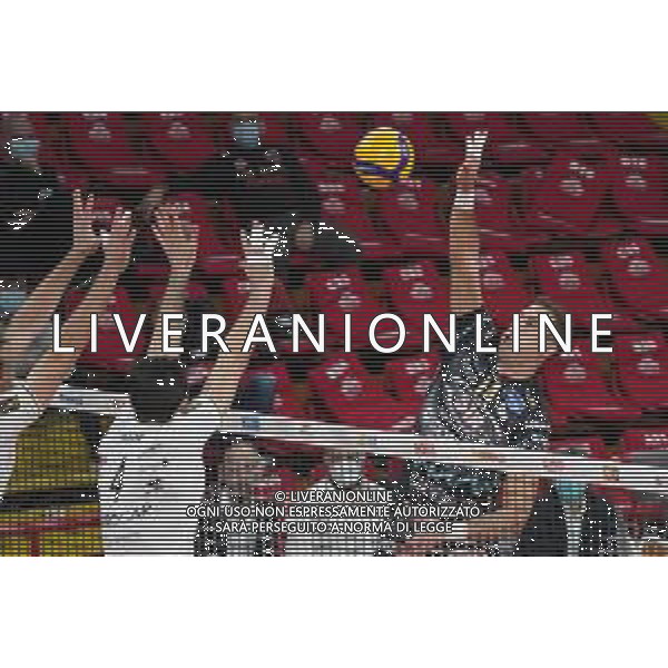 LiveMedia/Loris Cerquiglini Sir Safety Conad Perugia vs NBV Verona - Volleyball Italian Serie A Men Superleague Championship 2020/2021, 19 December 2020 PalaBarton, perugia, Italy Photo showing: aleksandar atanasijevic (n.14 opposite hitter sir safety conad perugia) sir safety conad perugia) crushes @LM/Loris Cerquiglini AG ALDO LIVERANI SAS
