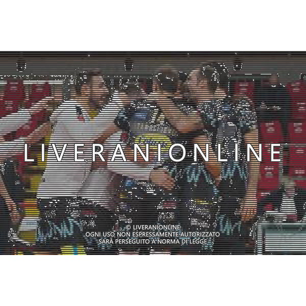 LiveMedia/Loris Cerquiglini Sir Safety Conad Perugia vs NBV Verona - Volleyball Italian Serie A Men Superleague Championship 2020/2021, 19 December 2020 PalaBarton, perugia, Italy Photo showing: rejoices for the victory of the race @LM/Loris Cerquiglini AG ALDO LIVERANI SAS