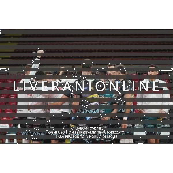 LiveMedia/Loris Cerquiglini Sir Safety Conad Perugia vs NBV Verona - Volleyball Italian Serie A Men Superleague Championship 2020/2021, 19 December 2020 PalaBarton, perugia, Italy Photo showing: rejoices for the victory of the race @LM/Loris Cerquiglini AG ALDO LIVERANI SAS