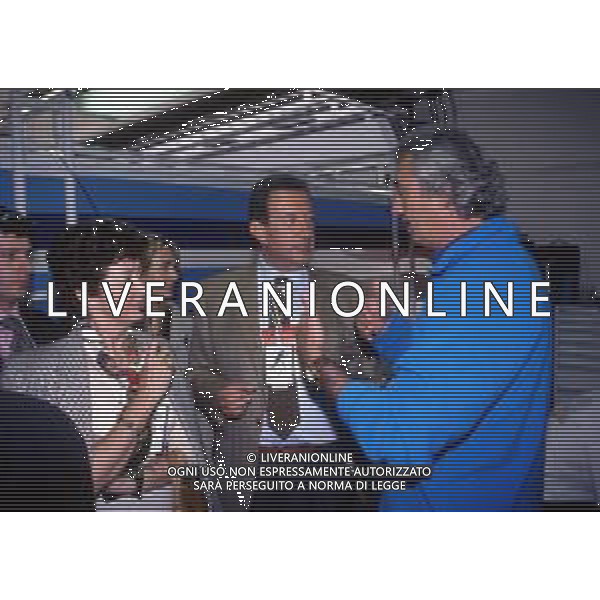 AUGUSTO FANTOZZI POLITICO ITALIANO - RETROSPETTIVA NELLA FOTO CON LA MOGLIE E FLAVIO BRIATORE DELLA SCUDERIA BENETTON AL 16mo GRAN PREMIO DI F1 DI SAN MARINO CIRCUITO DI IMOLA 05.05.1996 ©Archivio Giovanni Liverani/AG. ALDO LIVERANI SAS