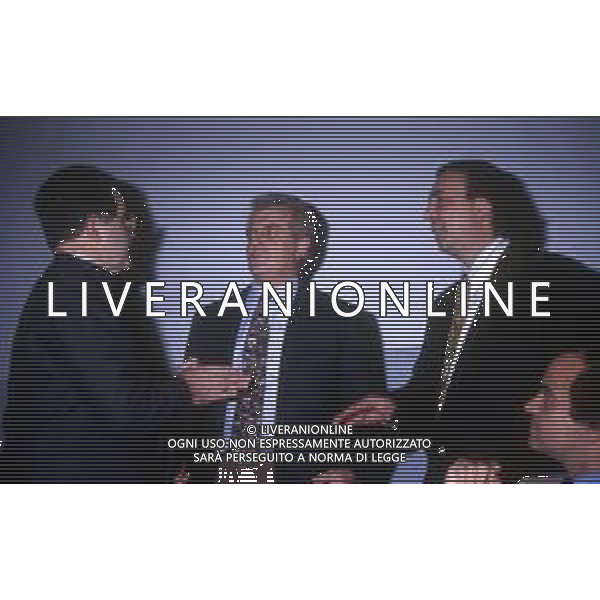 GILBERTO BENETTON IMPRENDITORE ITALIANO - RETROSPETTIVA NELLA FOTO NEL 1992 CON ROMANO PRODI E IVANO BEGGIO ©ARCHIVIO AG. ALDO LIVERANI SAS
