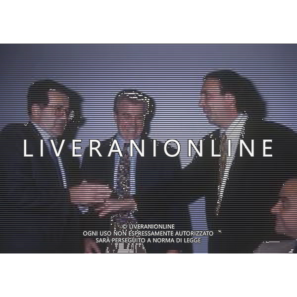 GILBERTO BENETTON IMPRENDITORE ITALIANO - RETROSPETTIVA NELLA FOTO NEL 1992 CON ROMANO PRODI E IVANO BEGGIO ©ARCHIVIO AG. ALDO LIVERANI SAS