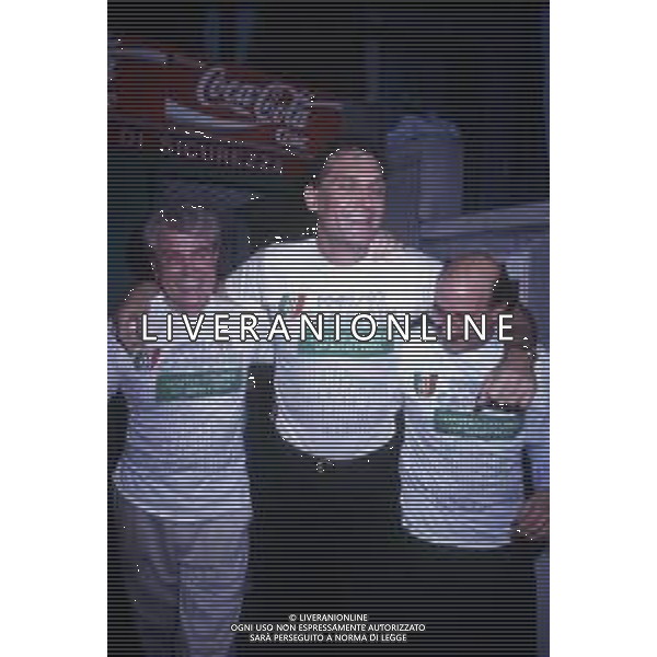 GILBERTO BENETTON IMPRENDITORE ITALIANO - RETROSPETTIVA Nella foto con l\'allenatore Petar Skansi ai festeggiamenti per la vittoria dello scudetto della Benetton Treviso Basket campionato 1991/1992 ©ARCHIVIO AG. ALDO LIVERANI SAS