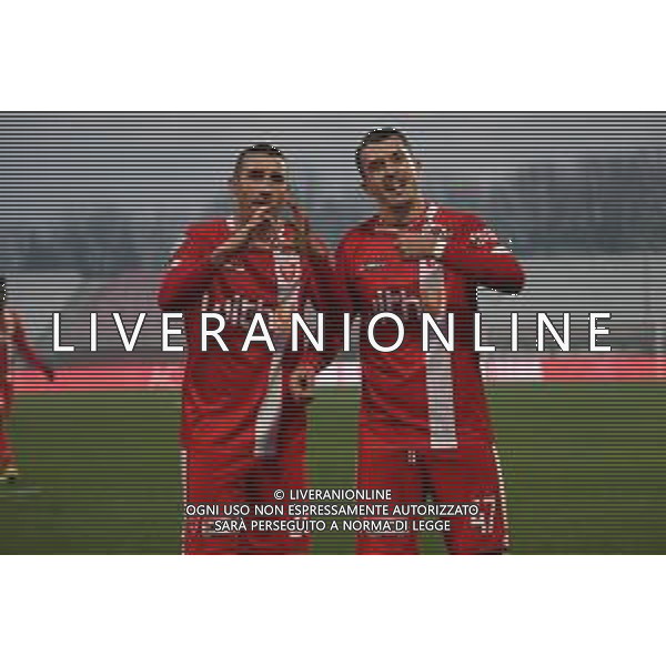 ¬© TVRG esultanza Antonino Barilla\' (Monza) e Dany Mota Carvalho (Monza) dopo il gol del 2 a 0 Monza vs Salernitana Campionato Serie BKT - 16a giornata Monza 30-12-2020 U-Power Stadium foto Roberto Garavaglia/ag. Aldo Liverani sas