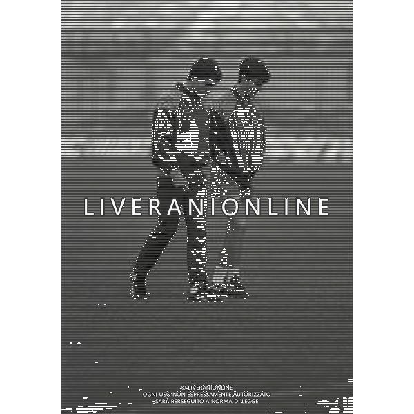 1984-1985 MILANO STADIO SAN SIRO ALLENAMENTO NAZIONALE ITALIANA DI CALCIO NELLA FOTO ANTONIO DI GENNARO E PAOLO ROSSI AG ALDO LIVERANI SAS