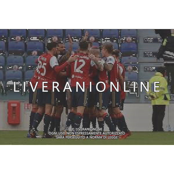 06-01-2021-CAGLIARI CALCIO-BENEVENTO CALCIO. CAMPIONATO CALCIO ITALIANO SERIE A 2020/2021. ITALIA, SARDEGNA, CAGLIARI, STADIO SARDEGNA ARENA. SALVATORE MOI/ALDO LIVERANI SAS NELLA FOTO: ESULTANZA GOL PAVOLETTI CAGLIARI, IN CASA CONTRO BENEVENTO, 1-0. 