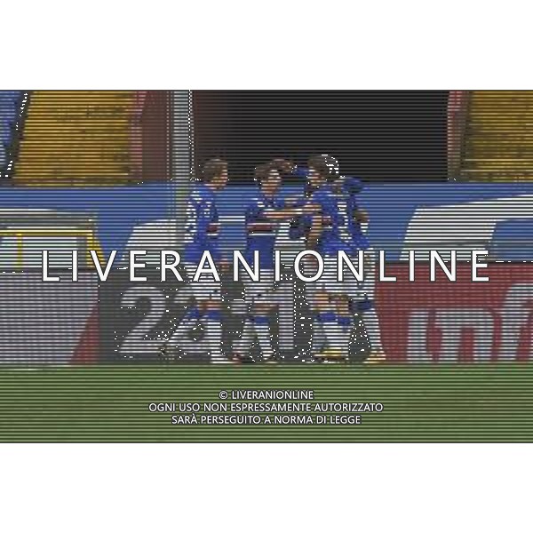 Danilo Vigo/LM - UC Sampdoria vs FC Internazionale - Italian football Serie A match 2020/2021 06 January 2021 - Luigi Ferraris stadium, Genova, Italy Photo showing: team Sampdoria, celebrates after scoring a goal @LM/Danilo Vigo AG ALDO LIVERANI SAS