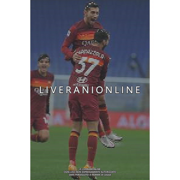 Roma vs Inter Campionato Serie A TIM - 17 giornata Stadio Olimpico - Roma 10-01-2021 nella foto Esultanza dopo il gol di Lorenzo Pellegrini con Leonardo Spinazzola ©Federico Gaetano / AG. ALDO LIVERANI SAS