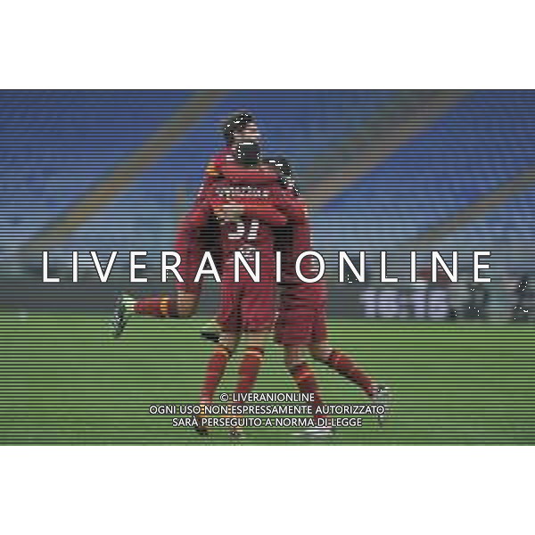 Roma vs Inter Campionato Serie A TIM - 17 giornata Stadio Olimpico - Roma 10-01-2021 nella foto Esultanza dopo il gol di Lorenzo Pellegrini con Leonardo Spinazzola ©Federico Gaetano / AG. ALDO LIVERANI SAS