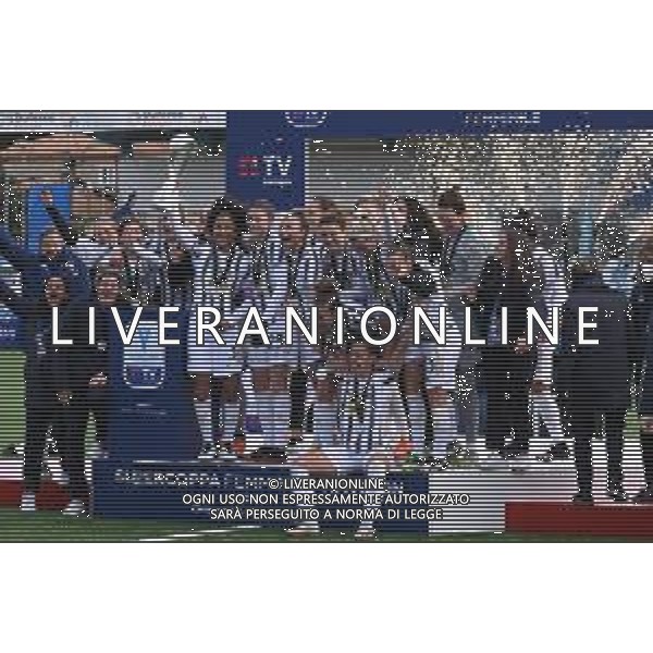 Fabio Fagiolini/LM - Final - Juventus vs Fiorentina Femminile - Italian football Women Supercoppa match 10 January 2021 - Stadio Comunale &#34;Aldo Gastaldi&#34;, chiavari (ge), Italy Photo showing: exultation of the players of Juventus for the victory of the cup @LM/Fabio Fagiolini AG ALDO LIVERANI SAS